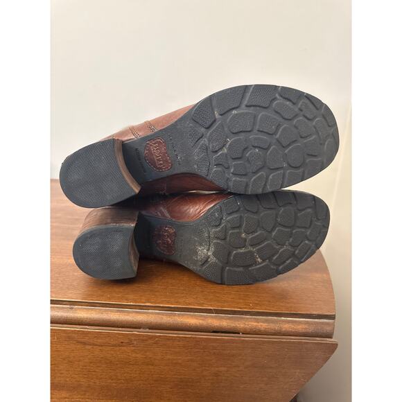 Born Brown Leather Knee High Heeled Boots Size 11 - Picture 7 of 12